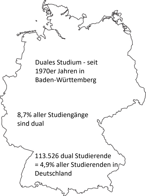 Deutschlandkarte mit statistischen Zahlen zum dualen Studium, Stand WS2023/24